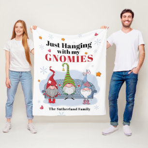 Helgdag Gnomes-Personligens julfamilj Fleecefilt