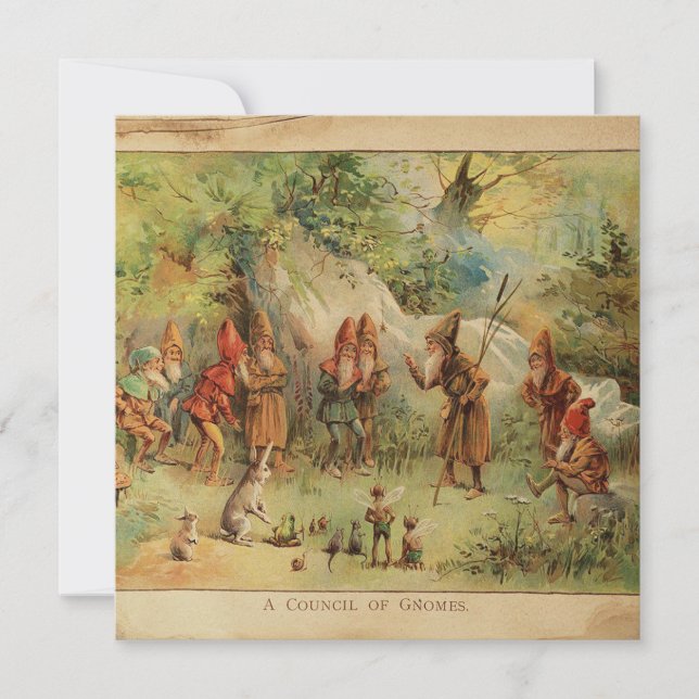 Helgdag Gnomes-vintagens ombud Julkort (Framsida)