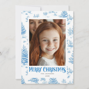 Helgdag god jul Blue Toile Julkort
