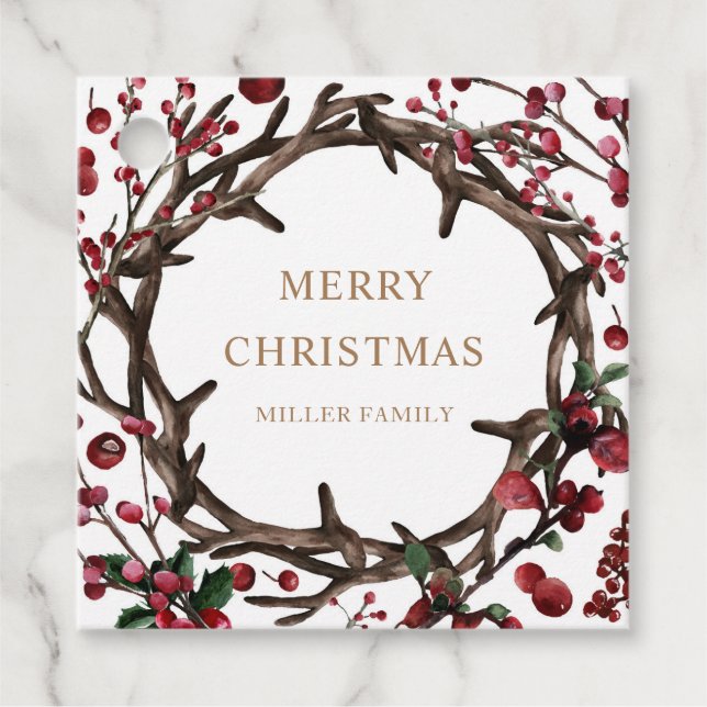 helgdag god jul familjemonogram gåvor etiketter (Framsida)