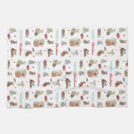 Helgdag god jul Mouse Family Kökshandduk