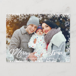 Helgdag God jul Snowflake Photo Postcard Vykort