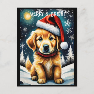 Helgdag Golden Retriever Snowy-jultomten Vykort