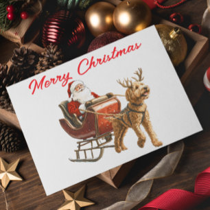 Helgdag Goldendoodle och Santa Hund jul Kort