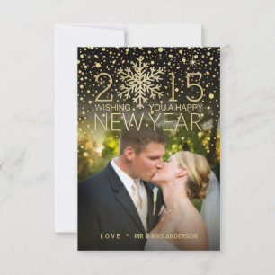 Helgdag Gott nytt år Snowflake Confetti Photo Inbjudningar