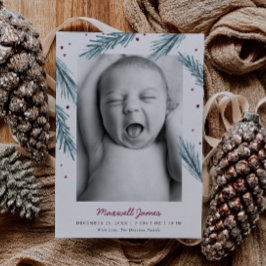 Helgdag Gräs Löv and Berries Multi Photo Birth Meddelande