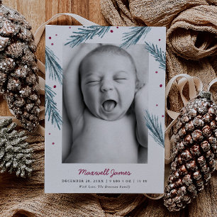 Helgdag Gräs Löv and Berries Multi Photo Birth Meddelande