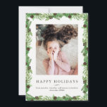 Helgdag Gräs och Chalkboard | Julfoto Julkort<br><div class="desc">Det här vackra julkortet har grönt vattenfärgen gräs grenar med bruna pinekoner och ett trendig svart krita på baksidan. Lägg till ditt favoritfoto. Art via LABFskapelser.</div>