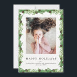 Helgdag Gräs och Chalkboard | Julfoto Julkort<br><div class="desc">Det här vackra julkortet har grönt vattenfärgen gräs grenar med bruna pinekoner och ett trendig svart krita på baksidan. Lägg till ditt favoritfoto. Art via LABFskapelser.</div>