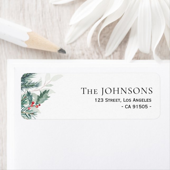 helgdag greenery christmas-adressetikett returadress etikett (Insitu)