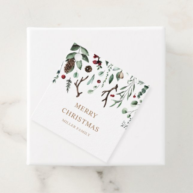 Helgdag Greenery God jul Rudolph Nose Gåvor Etiketter (På plats)