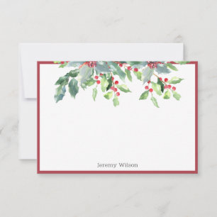 Helgdag Greenery Holly Plant Red Personlig Note Kort