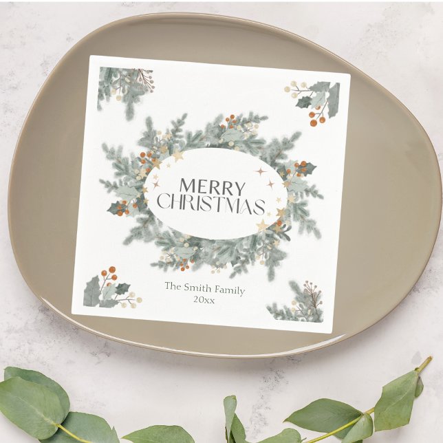 Helgdag Greenery jul Party Pappersservett (Skapare uppladdad)