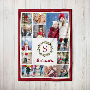 Helgdag Greenery WandeFamily Monogram 12 Photo Fleecefilt