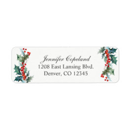 Helgdag Greenery Watercolor Botanical Returadress Etikett