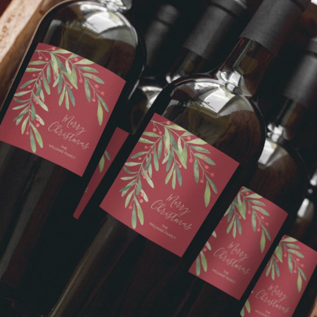 Helgdag gren och Berries Vinflaska Etikett (Skapare uppladdad)