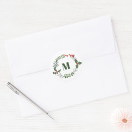 Helgdag grey & Berry initial kuvert Seal Runt Klistermärke