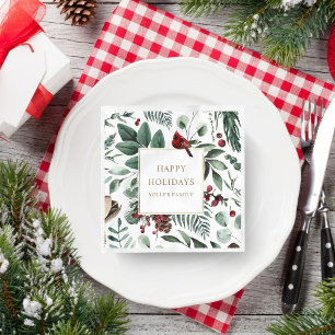 Helgdag Grey Cardinal jul Party Monogram Pappersservett