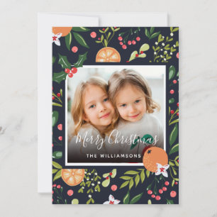Helgdag Grey och Citrus Photo jul Card Julkort