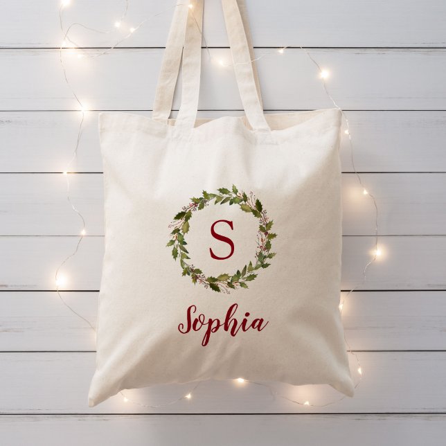 Helgdag Grey Wandeys Monogram återanvändbar Gift Tygkasse (Skapare uppladdad)