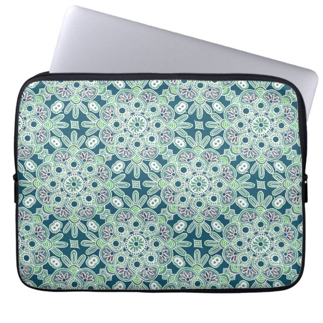 Helgdag grönt boho laptop sleeve (Framsidan)