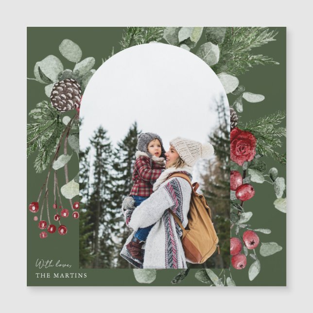 Helgdag Grönt Botaniskt fotopatbåge jul (Framsida)