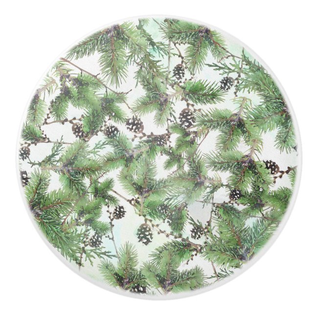 Helgdag Grönt & Gräs Cones Land Winter Rustic Knopp (Framsidan)