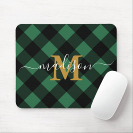 Helgdag Grönt med Monogram och Namn Musmatta