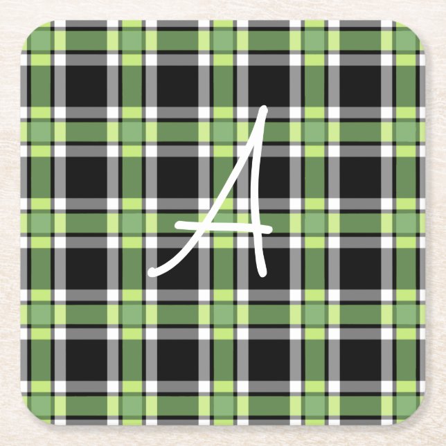 Helgdag Grönt och svart, modern julpapp Underlägg Papper Kvadrat (Framsidan)