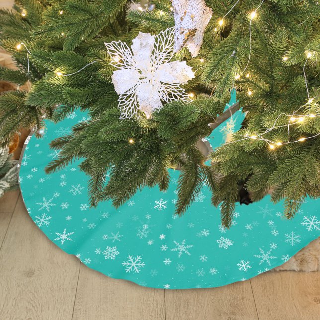 Helgdag Grönt och Vita snöflingan Mönster Julgransmatta Borstad Polyester (Skapare uppladdad)