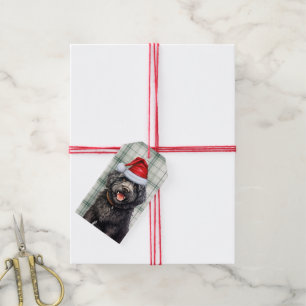 Helgdag Grönt Plade Barbet Hund jul Presentetikett