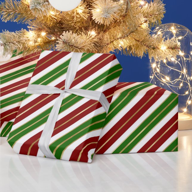 Helgdag Grönt, Red & Gold Foil Rand Presentpapper (Helgdagar)