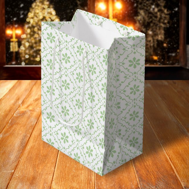 Helgdag Grönt Snöflingor Mönster julafton Anpassni (Simple green snowflake design gift bag)