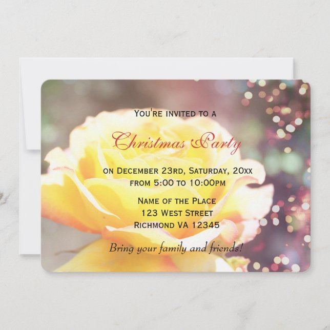 helgdag gul ros juljul party inbjudningar (Framsida)