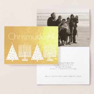 Helgdag Guld Chrismukkah Lägg till din fotomoderna Folierat Kort