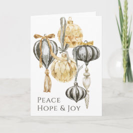Helgdag Guld och Pewter Metallic Ornaments Kort