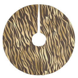 Helgdag Guld Tiger Elegant Animalisk Chic Julgransmatta Borstad Polyester