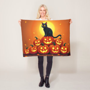 Helgdag Halloween-konst med katt och fullt Fleecefilt