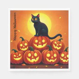 Helgdag Halloween-konst med katt och fullt Pappersservett