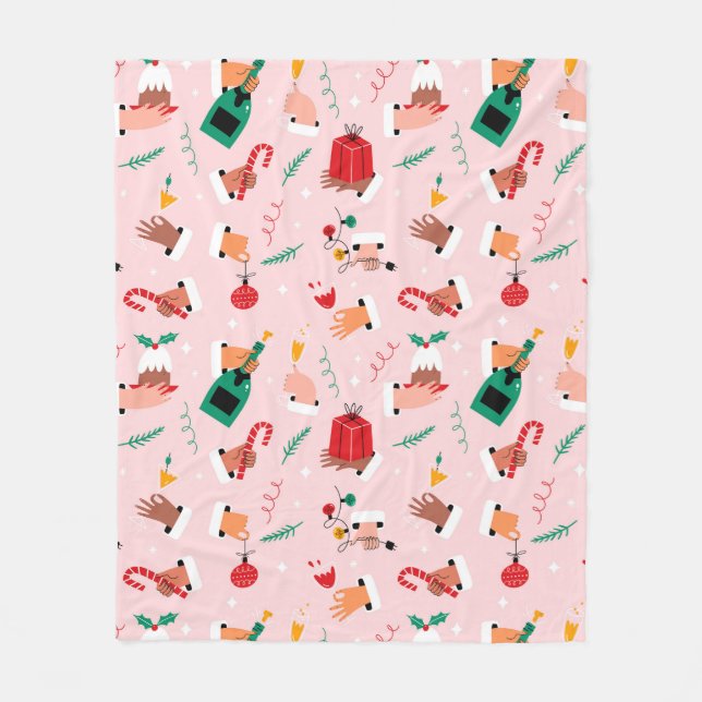 Helgdag Händer Festive Firande Mönster Fleecefilt (Framsidan)