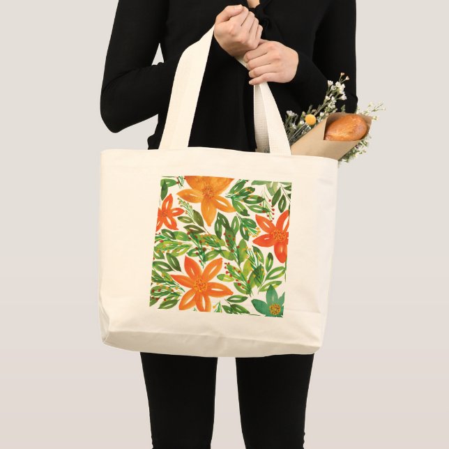 Helgdag & handmålade blommor Jumbo Tote Bag Tygkasse (Framsida (produkt))