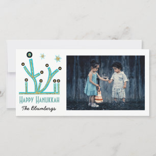 Helgdag Hanukkah-kortet "Menorah Bling" Julkort