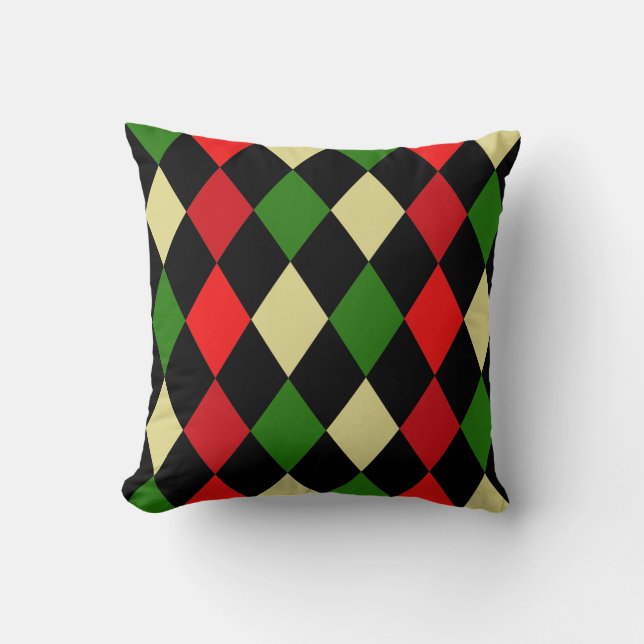 Helgdag Harlequin Geometric Mönster Kudde (Framsida)