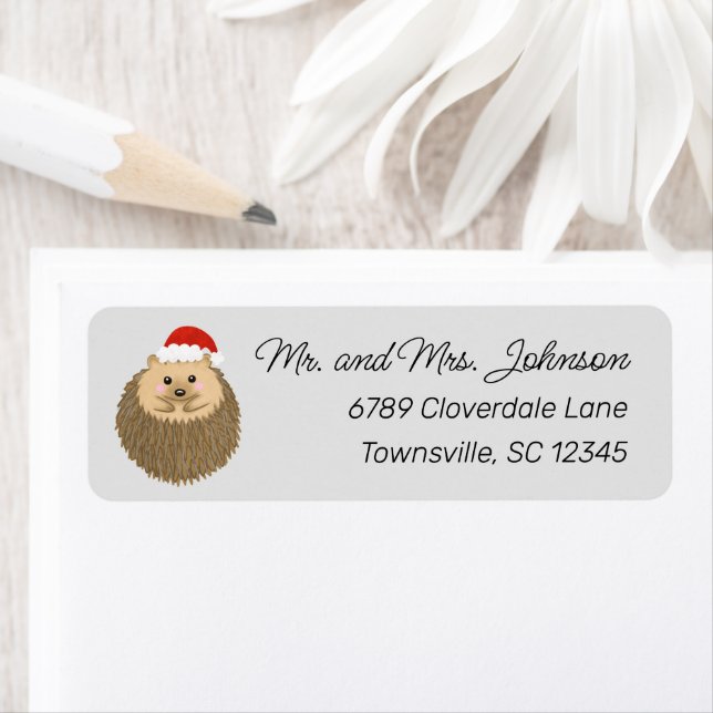 Helgdag Hedgehog Cute Animal Returadress Etikett (Insitu)