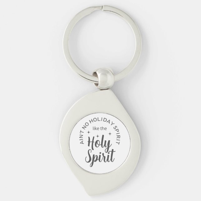 Helgdag Heliga Spirit Christian Religiösa jul Swirl Silverfärgad Nyckelring (Framsidan)