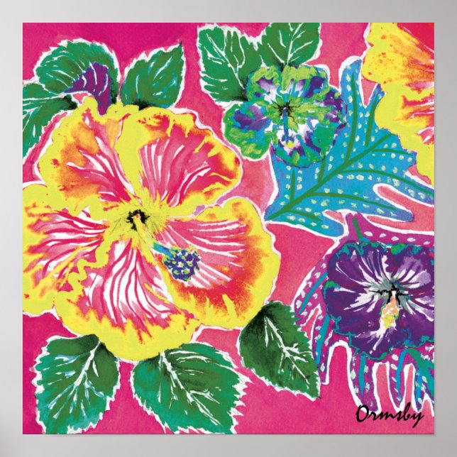 Helgdag Hibiscus-Magentan poster (Framsidan)