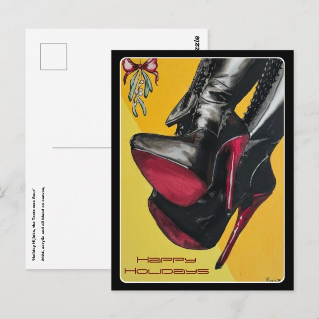 "Helgdag Hijinks, Taste var sur" målning på Vykort (Fram/baksida)