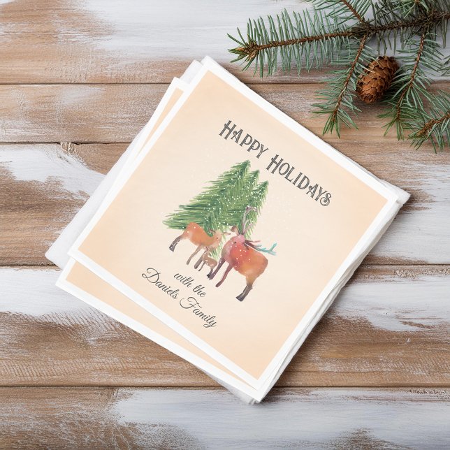 HELGDAG HJORT i PERSONLIGEN SNÖ Pappersservett (Skapare uppladdad)
