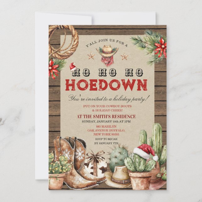 Helgdag Hoedown Cowboy Western jul Inbjudningar (Framsida)