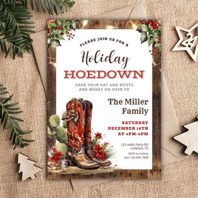 Helgdag Hoedown Western jul Party Cowboy Inbjudningar (Skapare uppladdad)